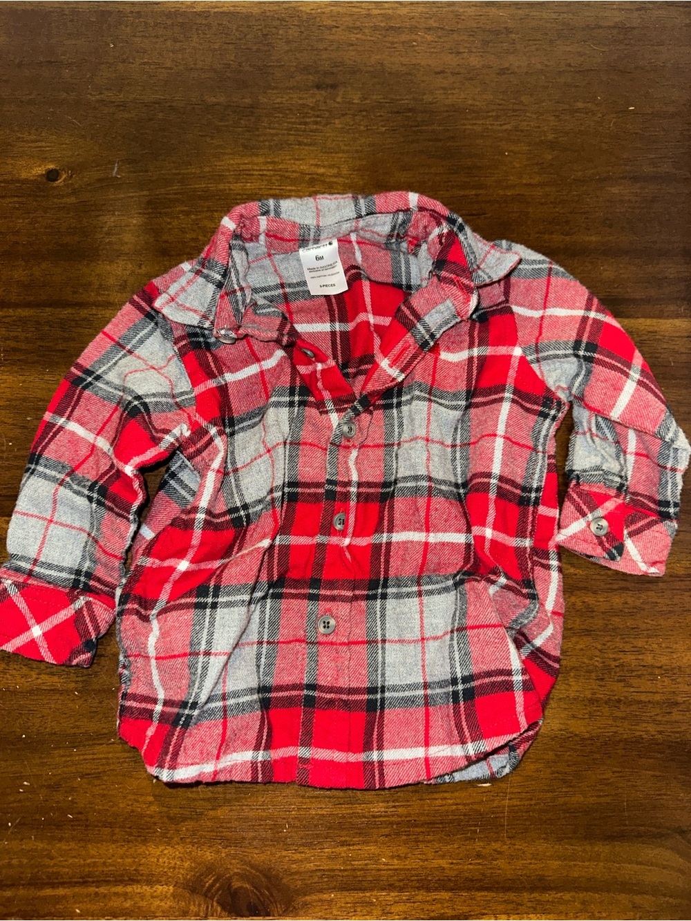 Carhartt Red and Gray Plaid Button-Down Shirt for Kids